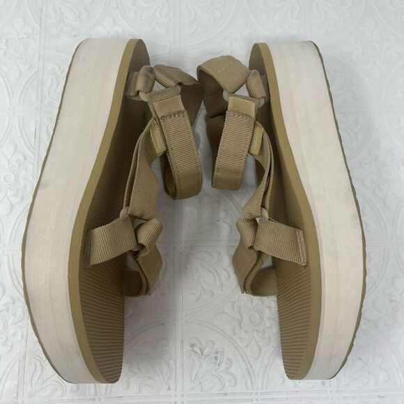 Teva Tan Beige Flatform Universal Platform Strappy Sandals Size 10 - Picture 5 of 7